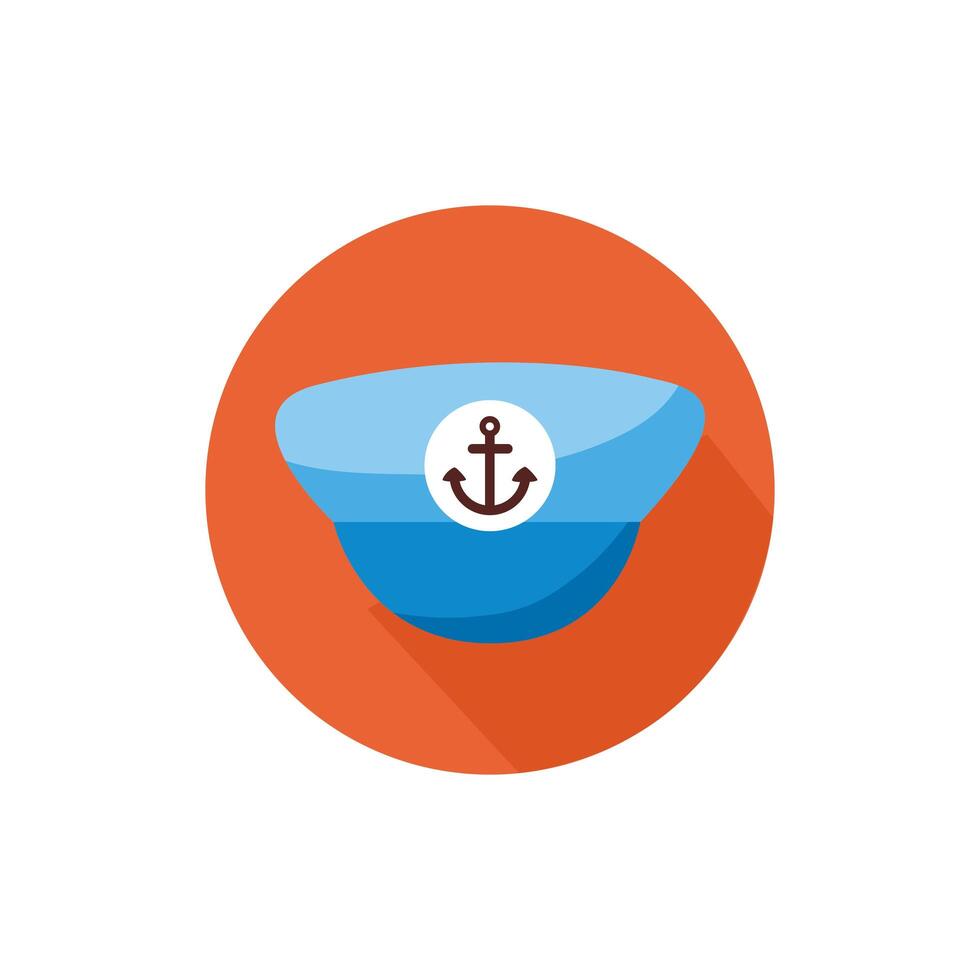 marine sailor hat block style icon vector