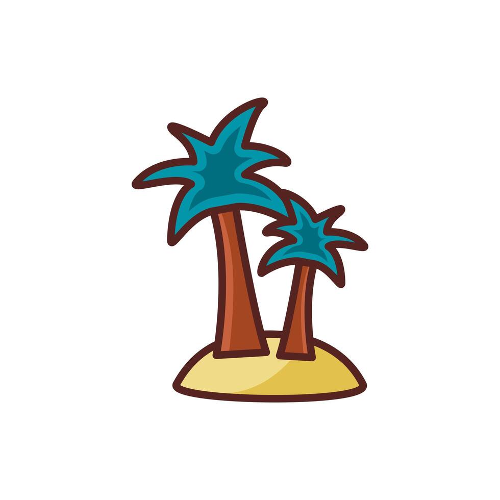 icono de estilo de color de línea de verano de palmeras de árbol vector