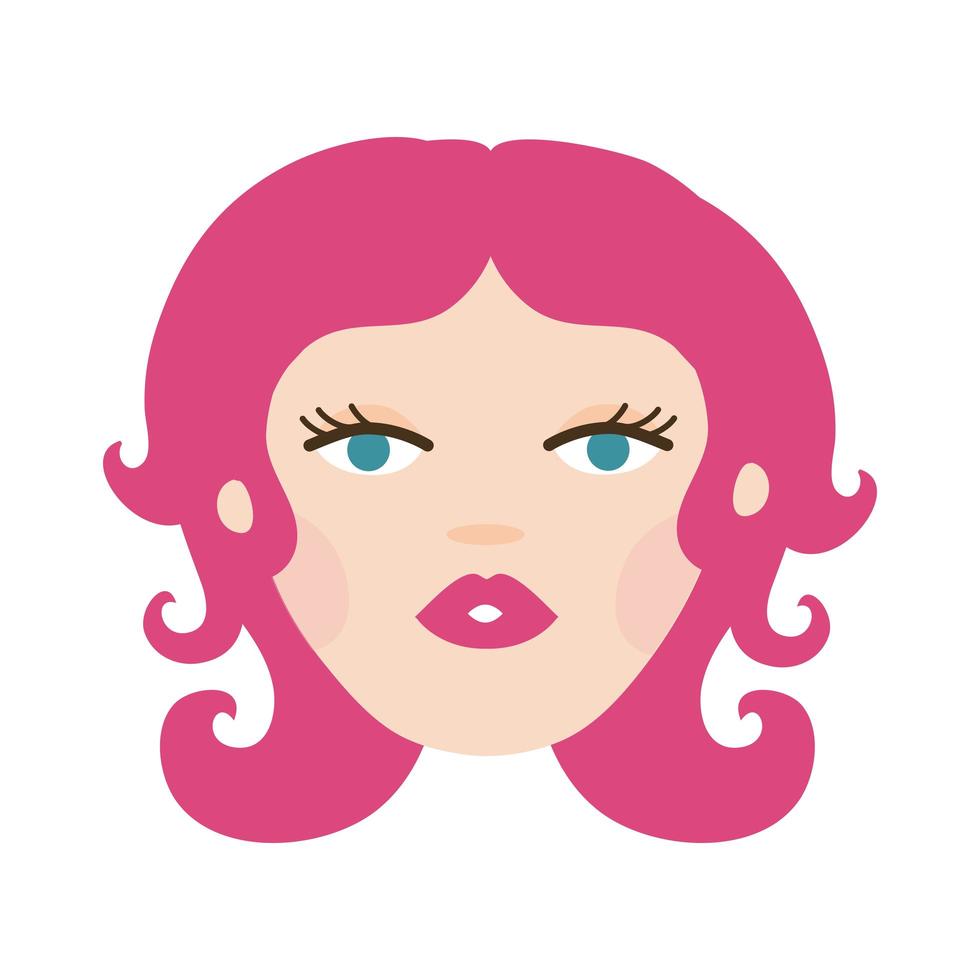 mujer joven con personaje de avatar de cabello rosa vector