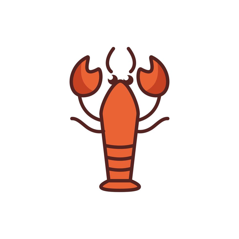 icono de estilo de color de línea de animal de mar de langosta vector
