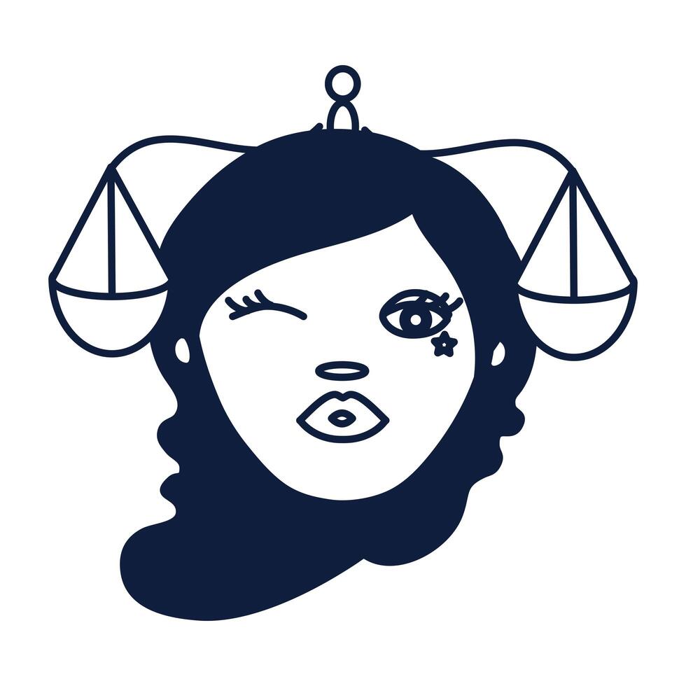 beautiful woman with libra zodiac sign vector