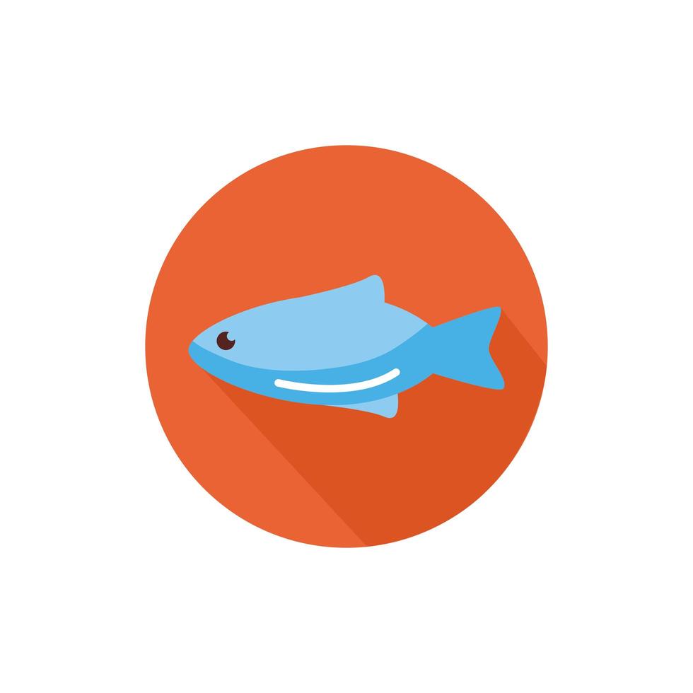 fish sea animal block style icon vector