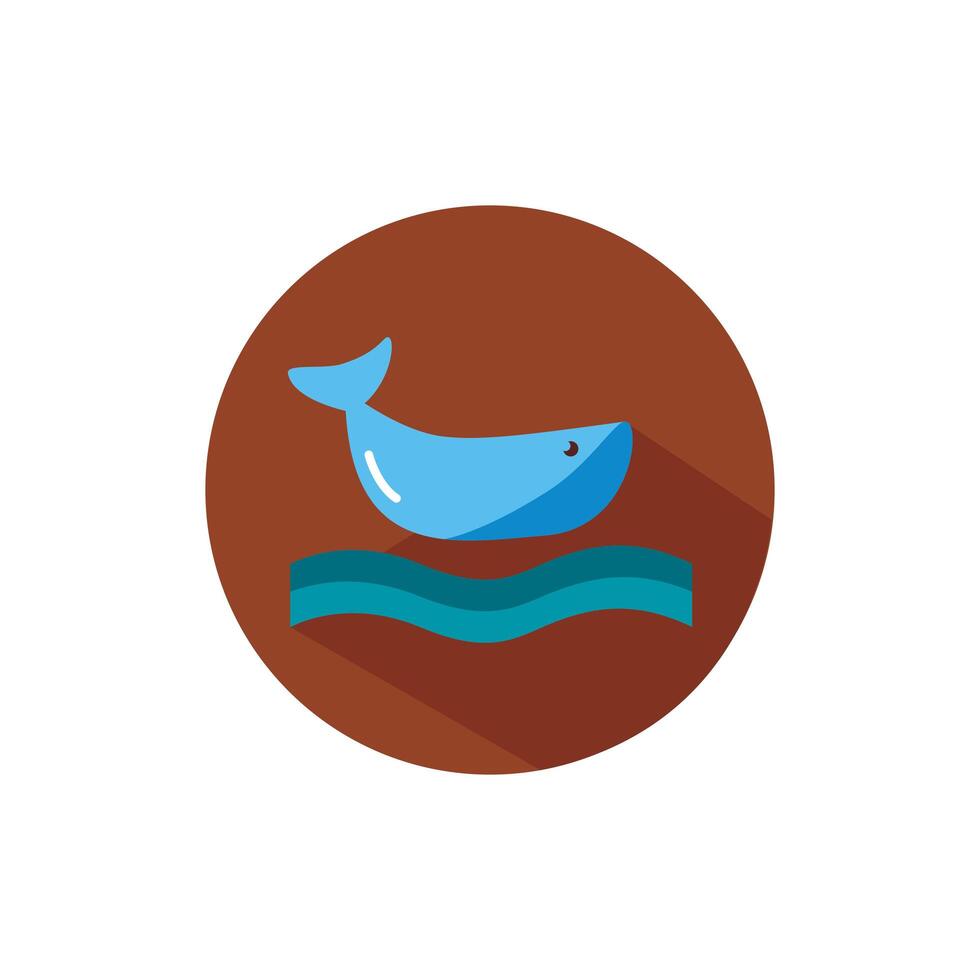 whale sea animal block style icon vector