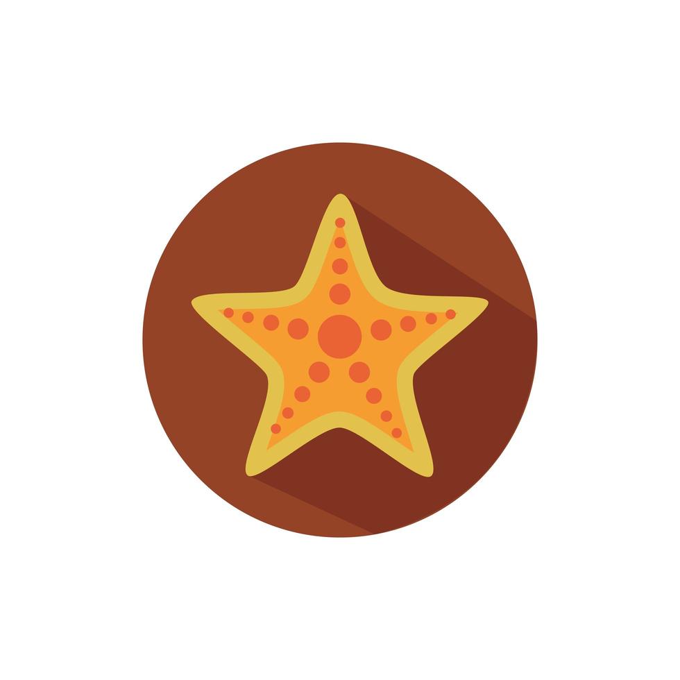 starfish sea animal block style icon vector