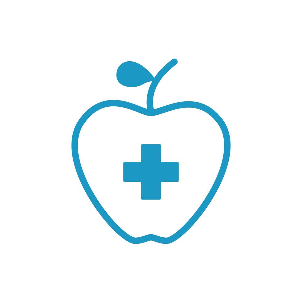 medical cross in apple line style vector