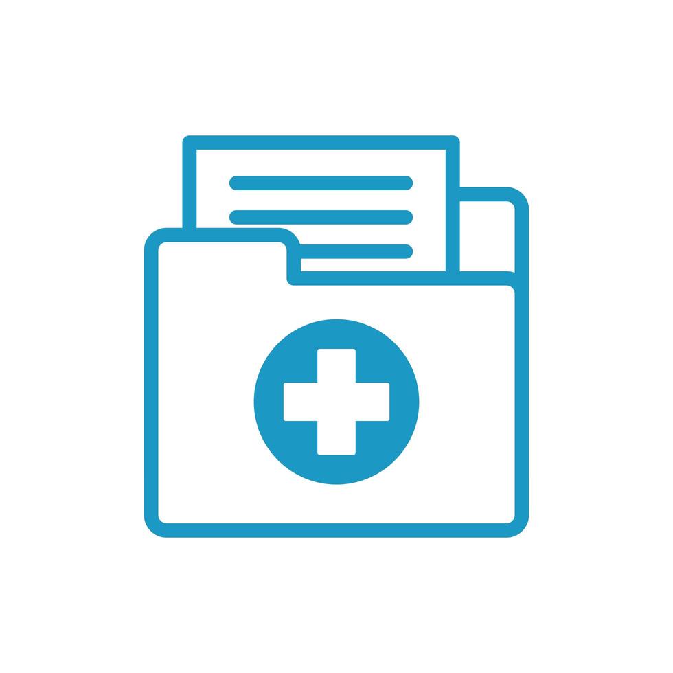 medical cross in folder documents line style vector