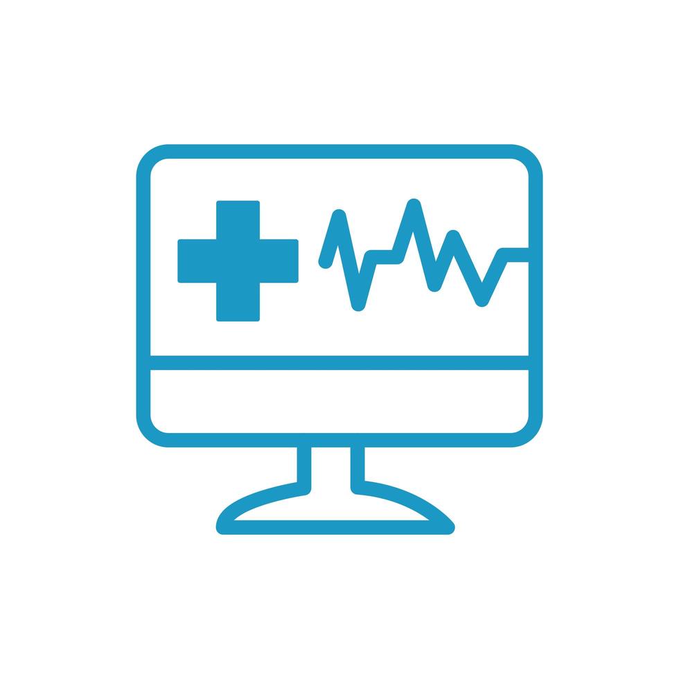 Cardiología médica ekg en el icono de línea de escritorio vector