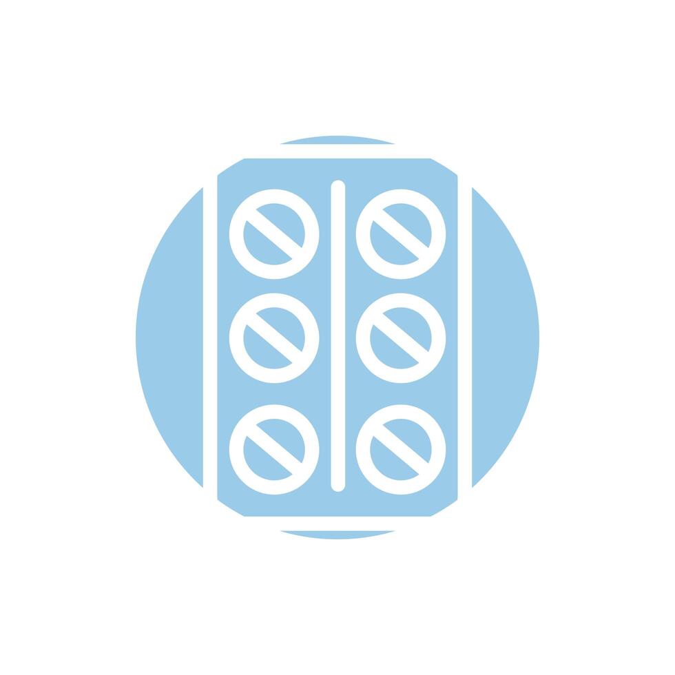 medicine pills seal drug block style icon vector