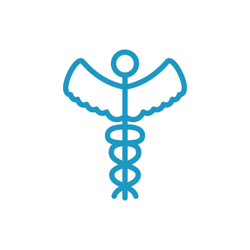 caduceus medical symbol line icon vector