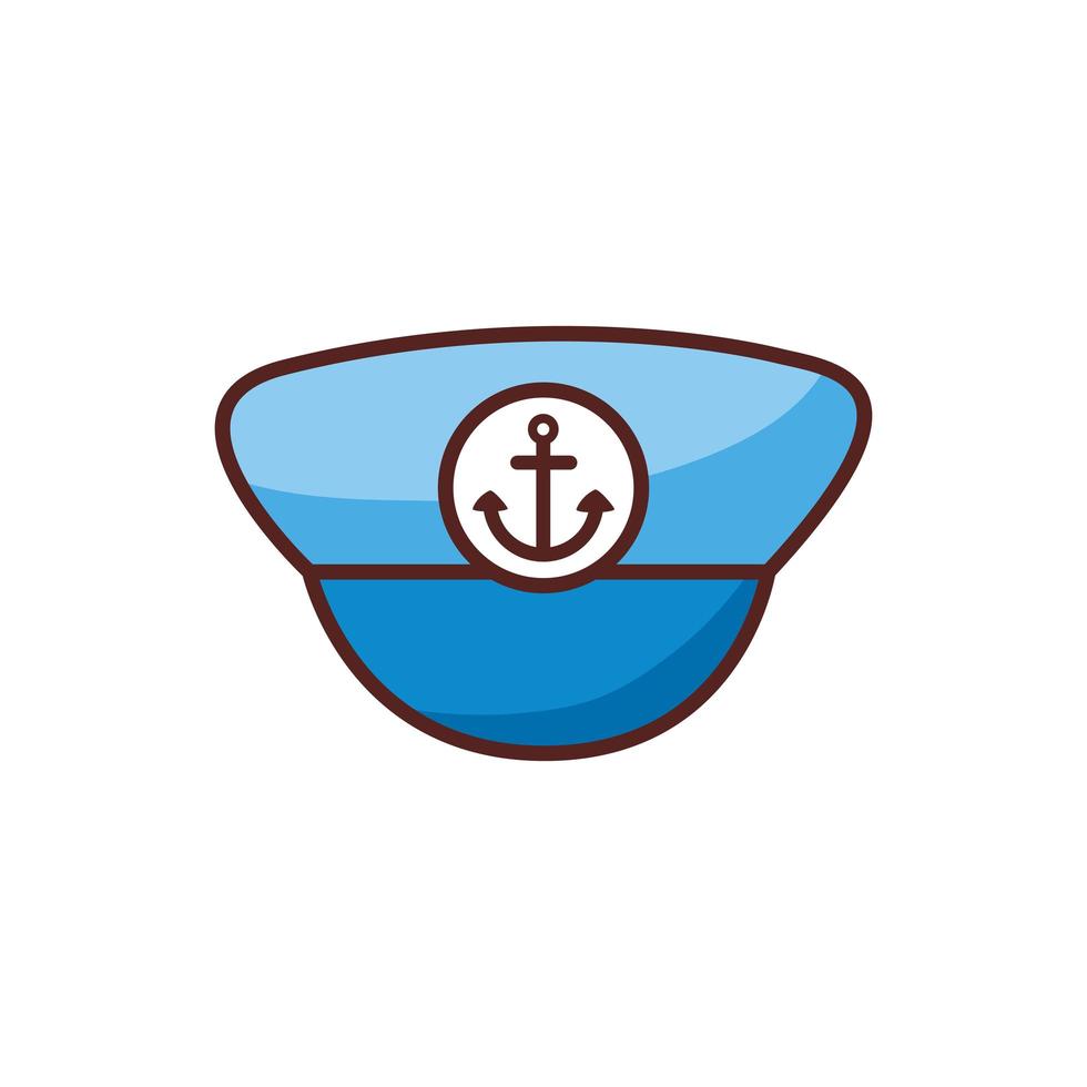 icono de estilo de color de línea de sombrero de marinero marino vector