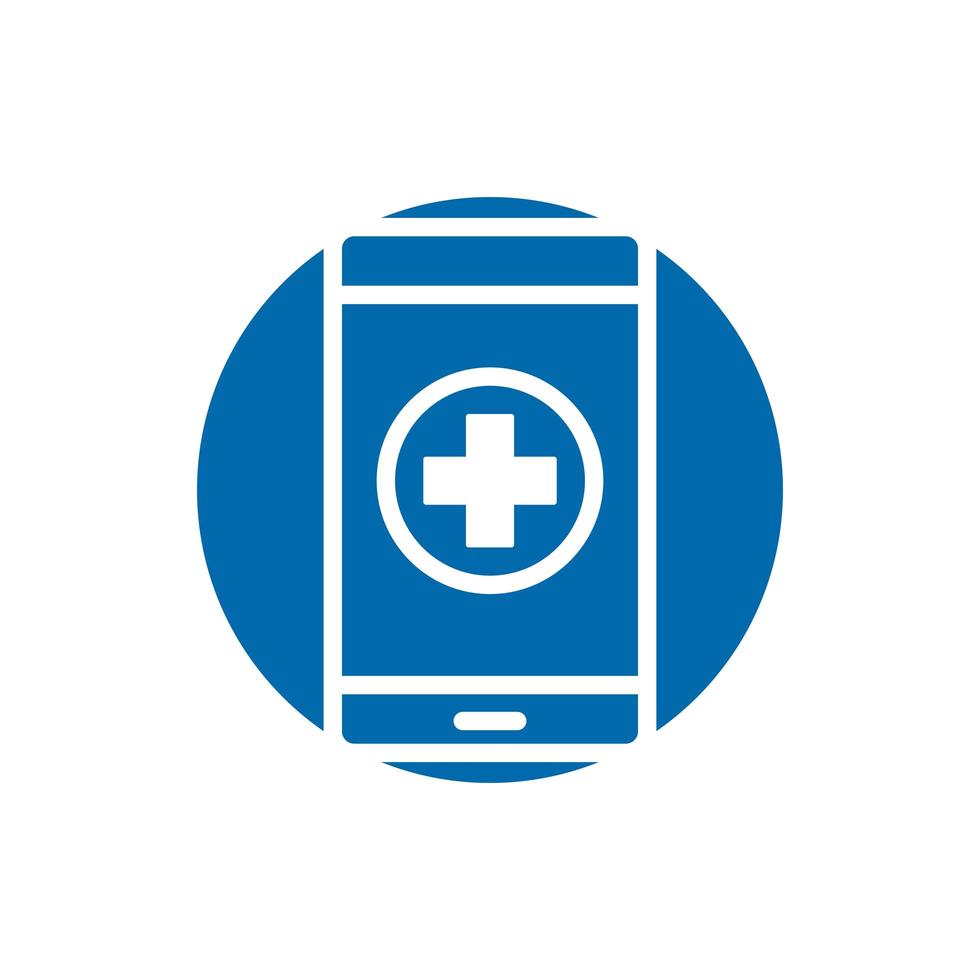 smartphone with medical cross block style vector