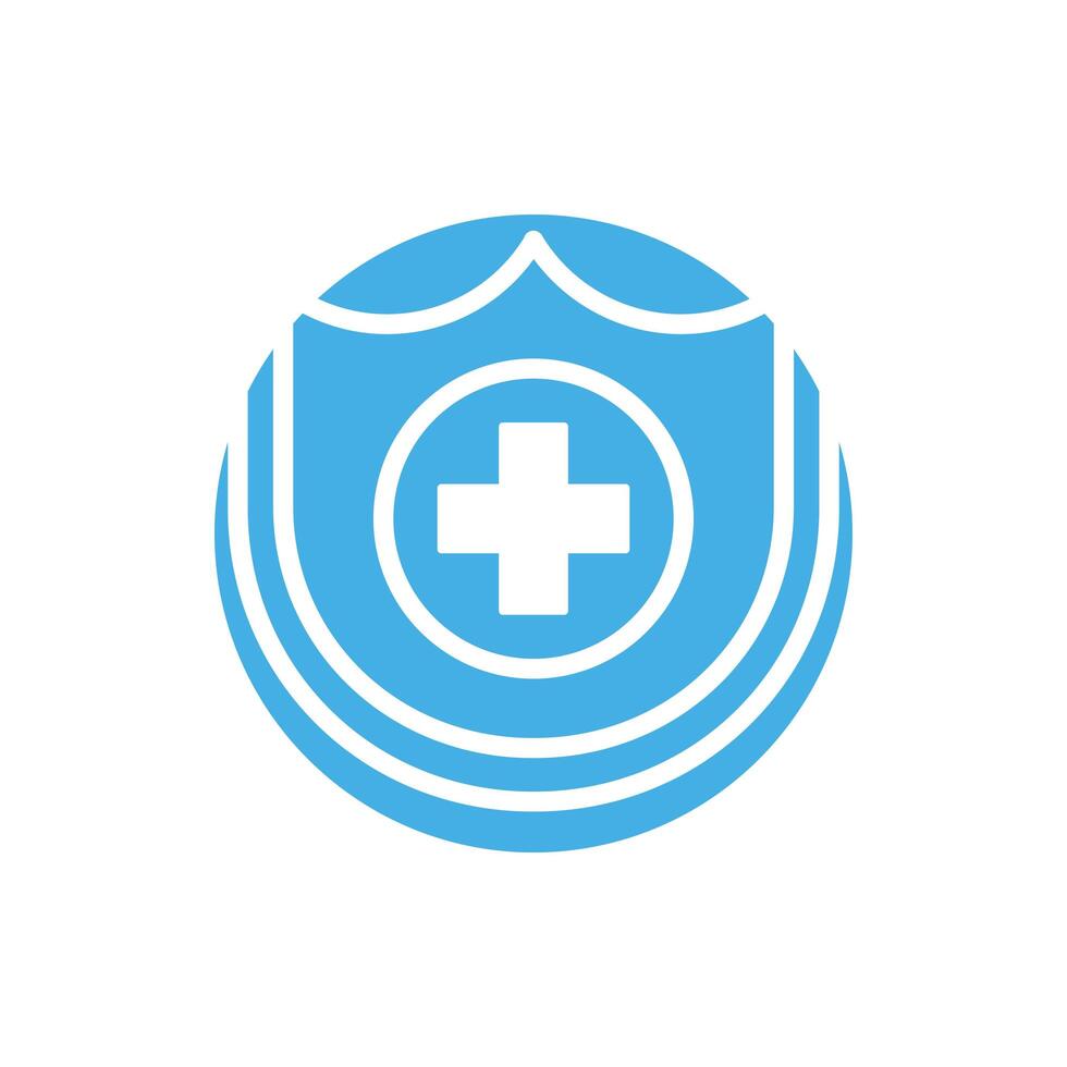 medical cross in shield block style vector