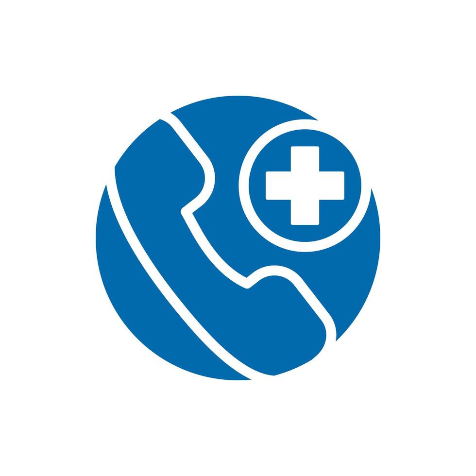 medical cross with telephone block style vector