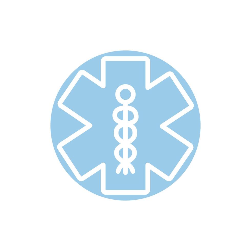 icono de bloque de símbolo médico del caduceo vector