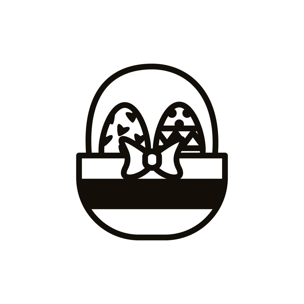 spring eggs painted in basket line style vector