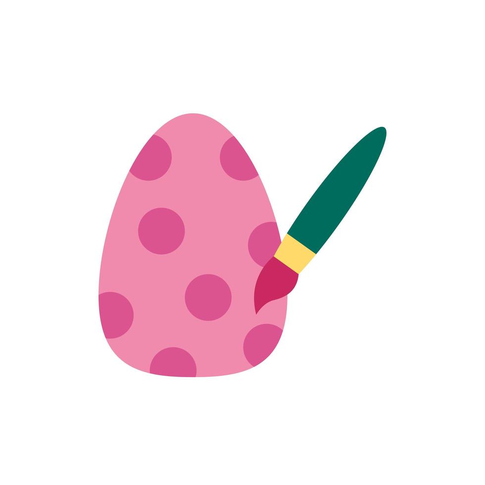 huevo de pascua pintado con bolas y pincel estilo plano vector