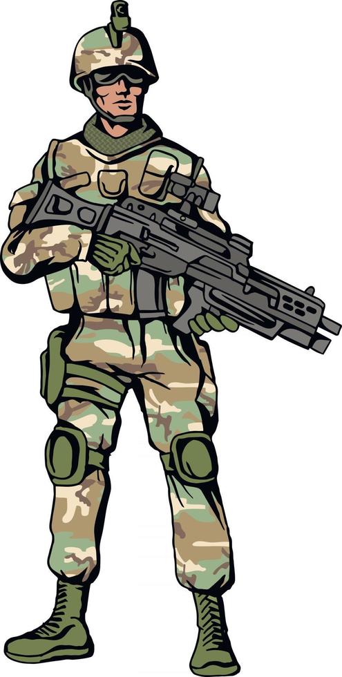 soldier in camouflage with a gun vector