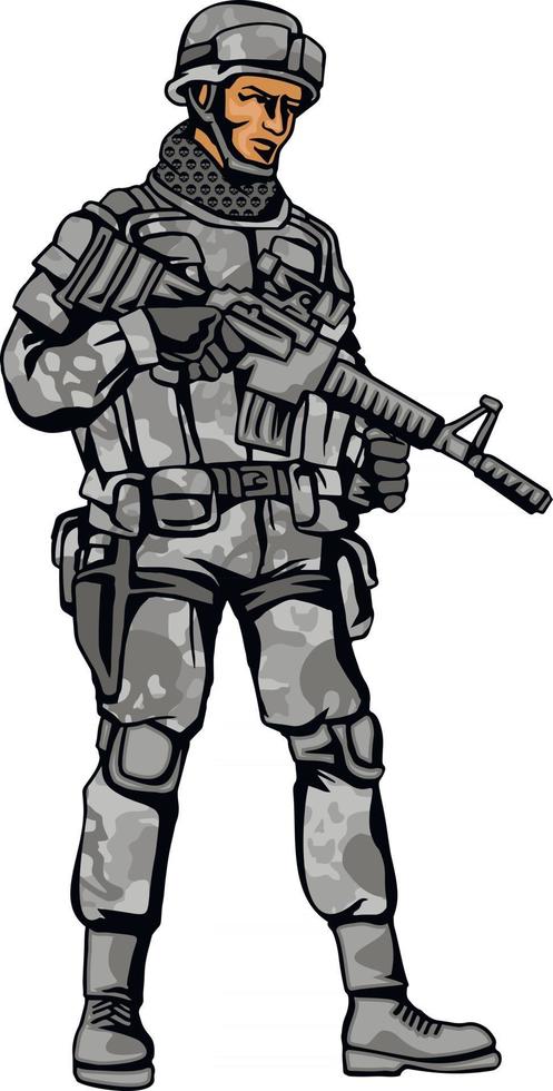 soldado en camuflaje con una pistola vector