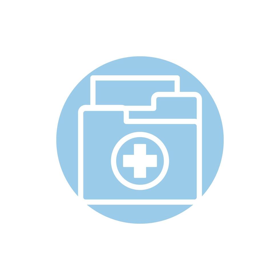 medical cross in folder documents block style vector