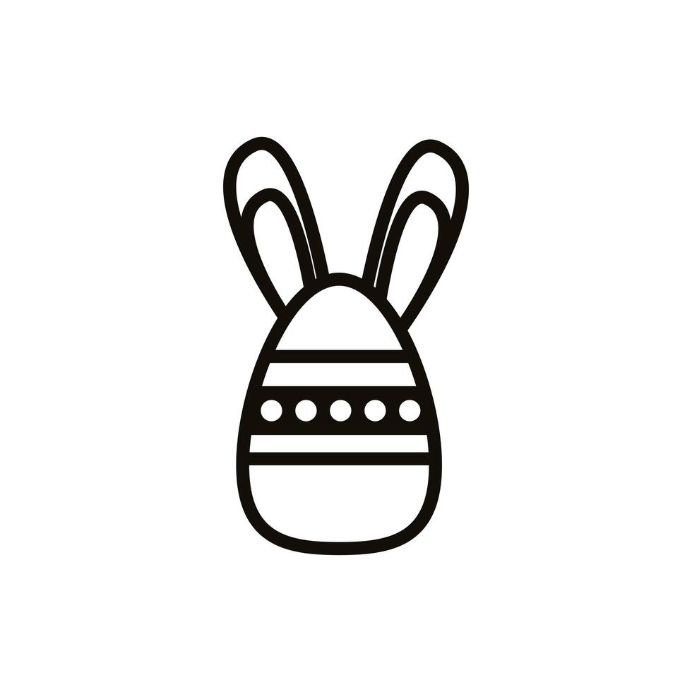 easter egg painted with stripes and rabbit ears line style vector
