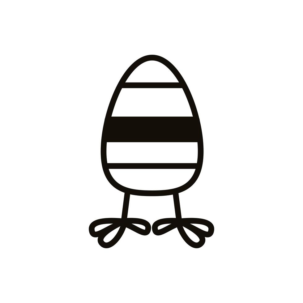 easter egg painted with stripes and chick legs line style vector