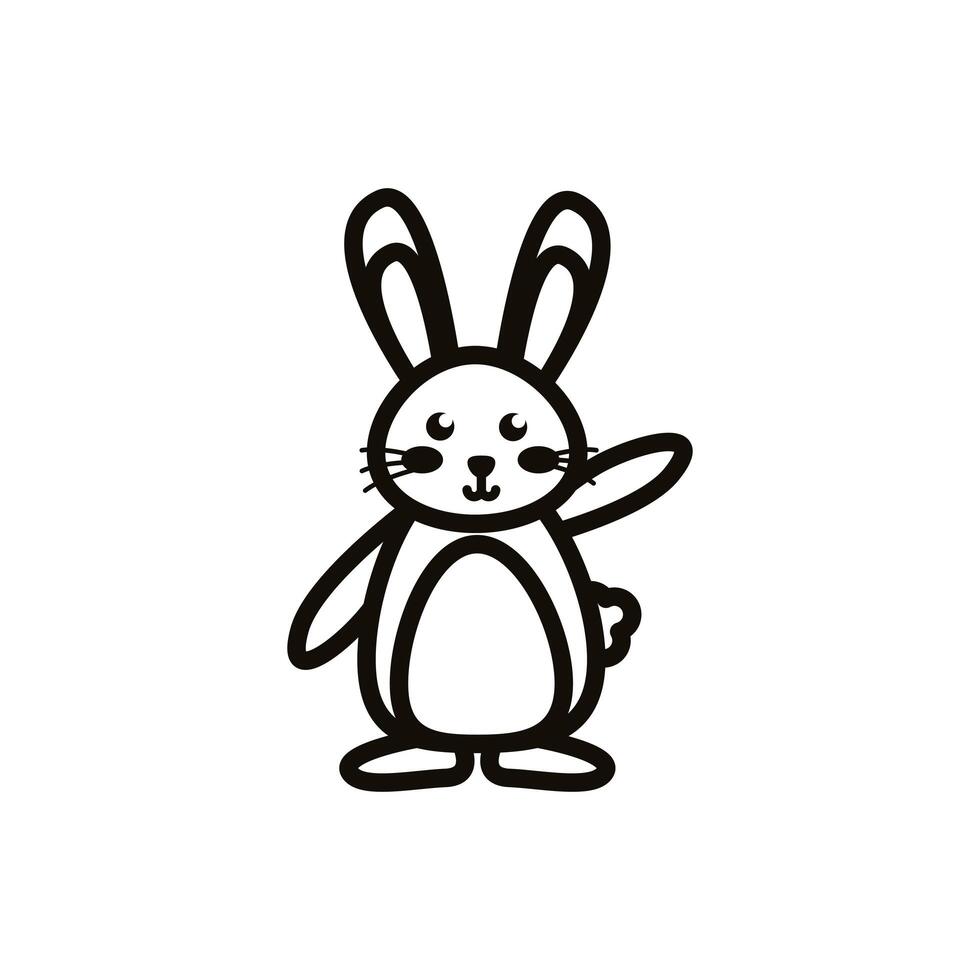cute little rabbit easter line icon vector