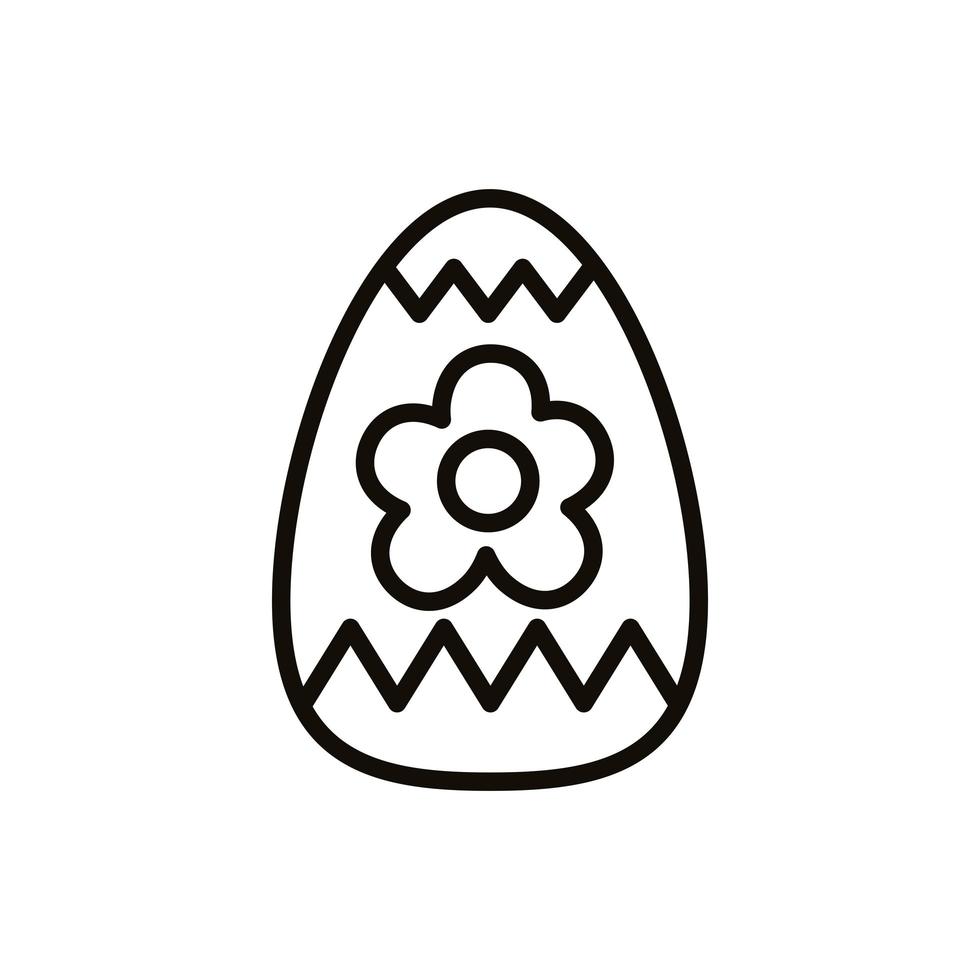 easter egg painted with flower line style vector