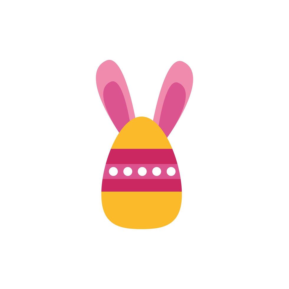 easter egg painted with stripes and rabbit ears flat style vector
