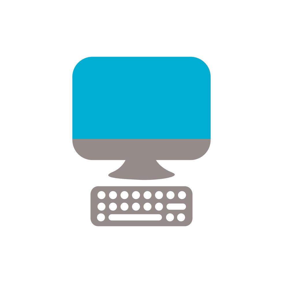 desktop computer device flat style icon vector