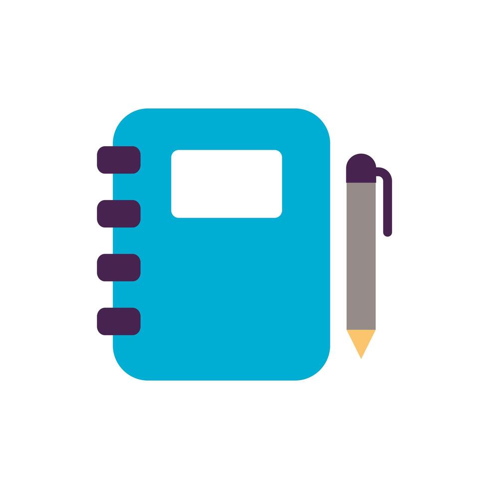 notebook with pen supply flat style icon vector