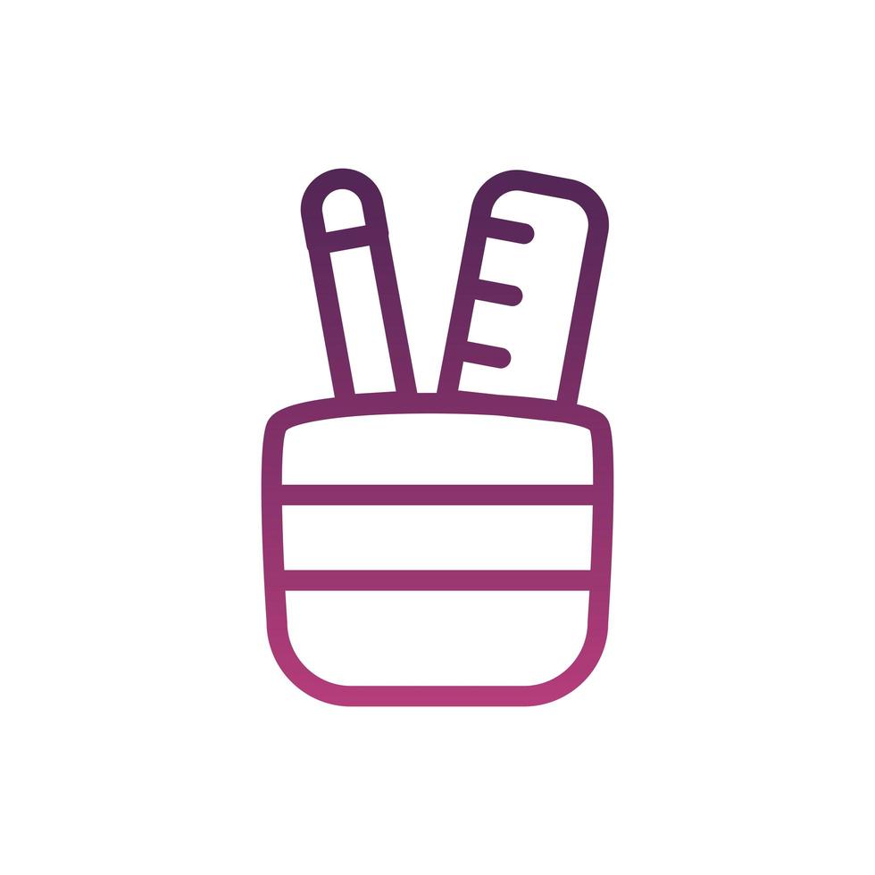 pencil and rule school supply in holder line style icon vector