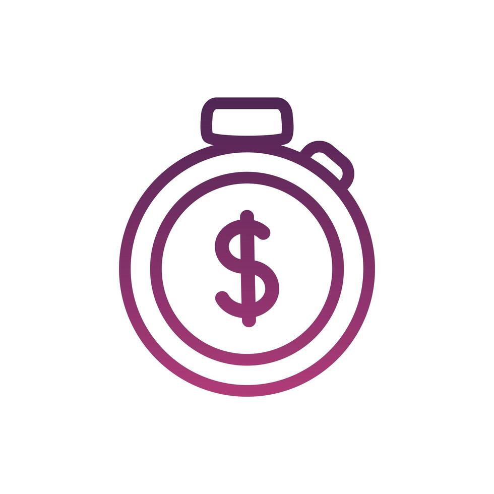 chronometer with money symbol line style icon vector