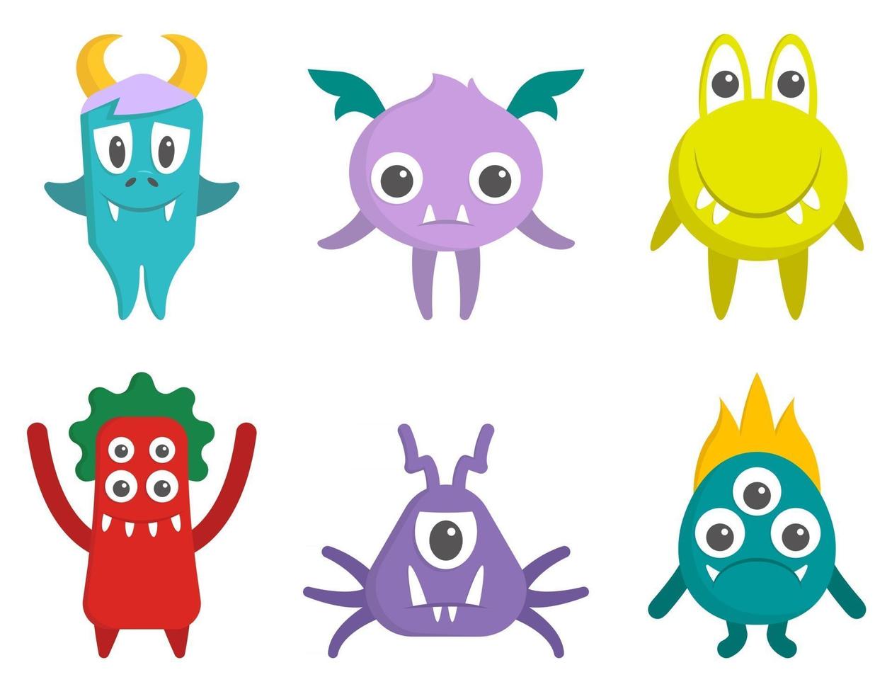 conjunto de monstruos en estilo de dibujos animados vector