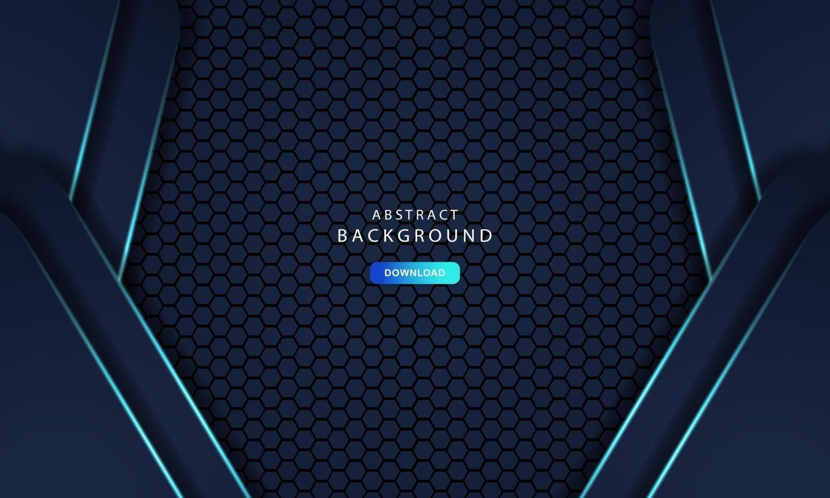 Hexagonal abstract metal background with light blue effect vector