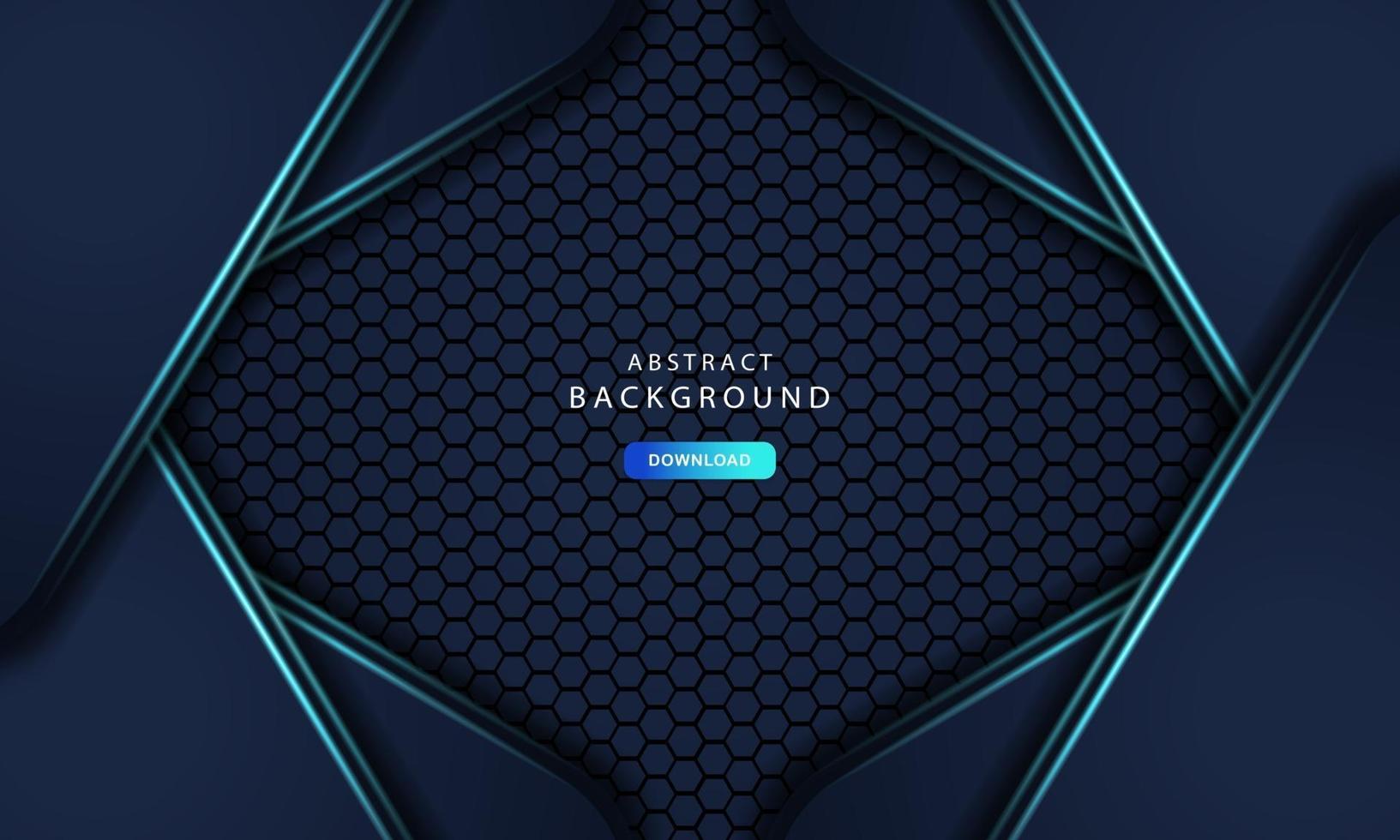 Hexagonal abstract metal background with light blue effect vector