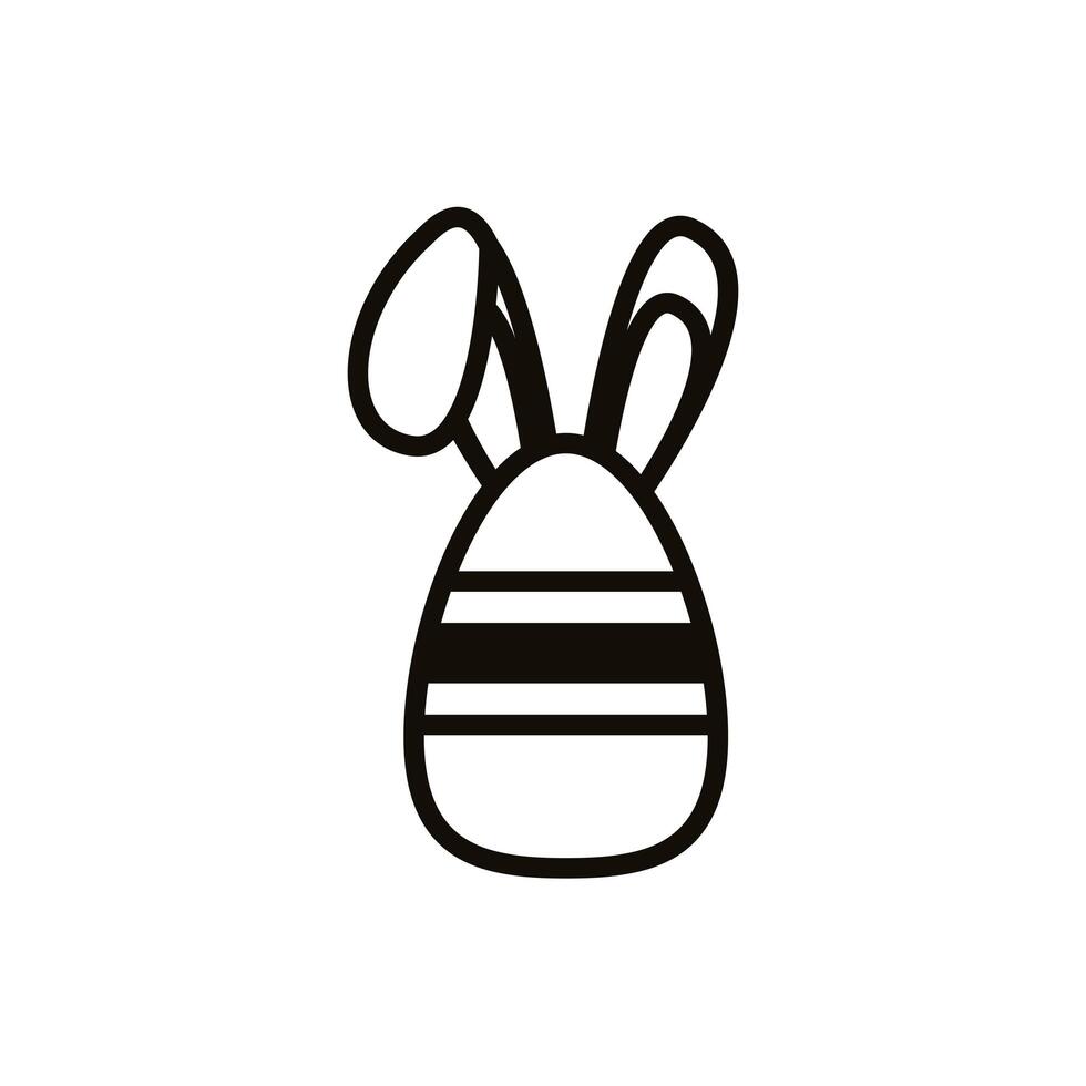 easter egg painted with stripes and rabbit ears line style vector