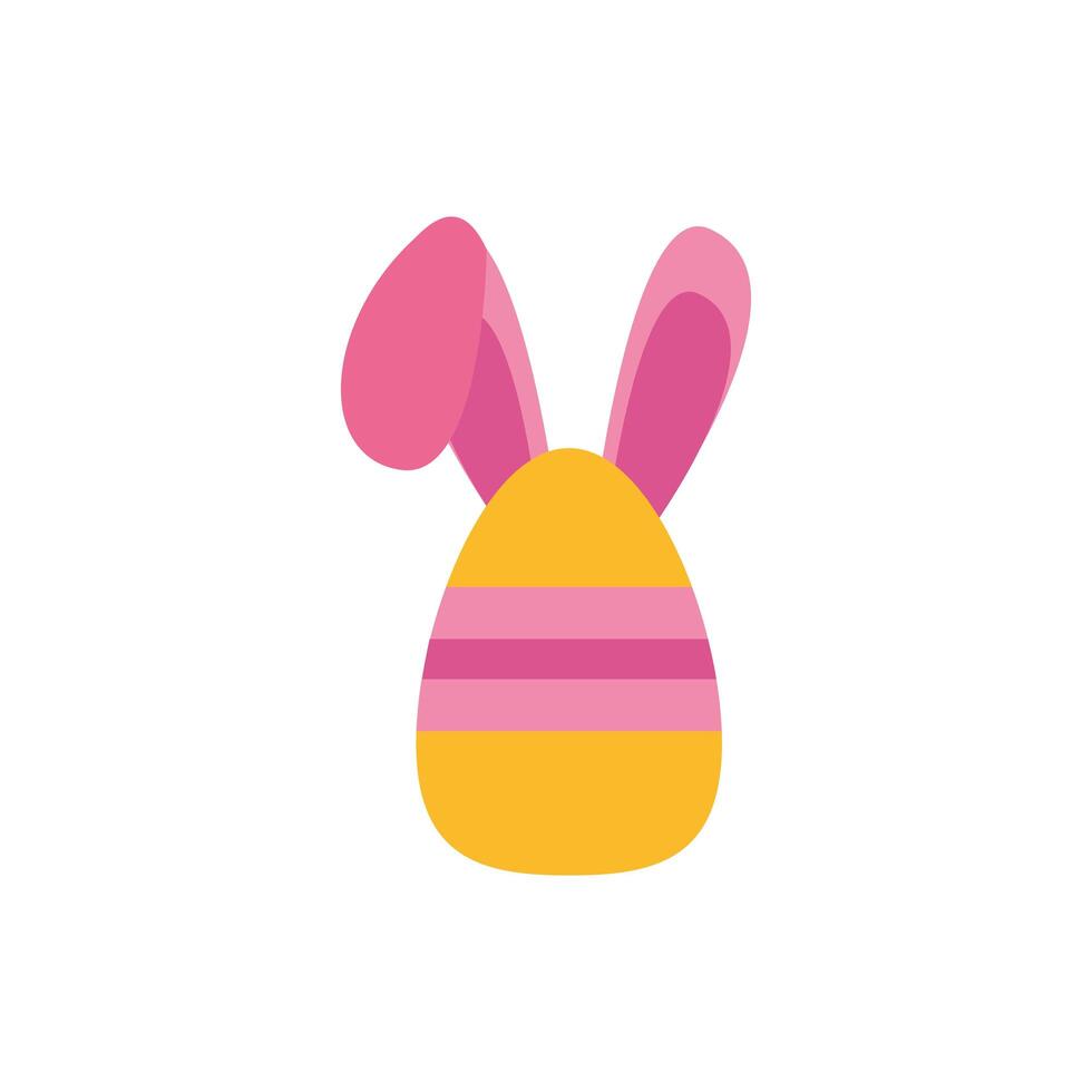 easter egg painted with stripes and rabbit ears flat style vector