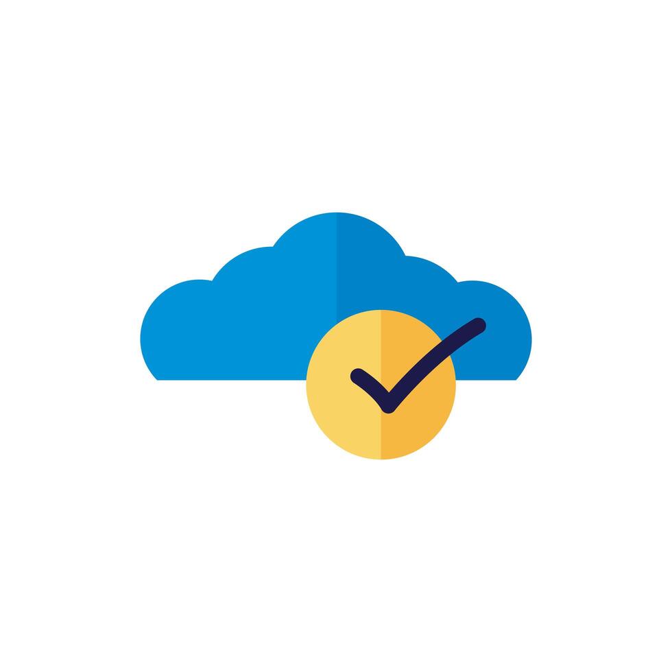 cloud computing with check symbol flat style vector