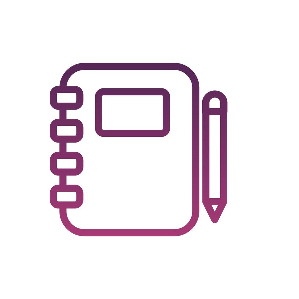 cuaderno con icono de estilo de línea de suministro de bolígrafo vector