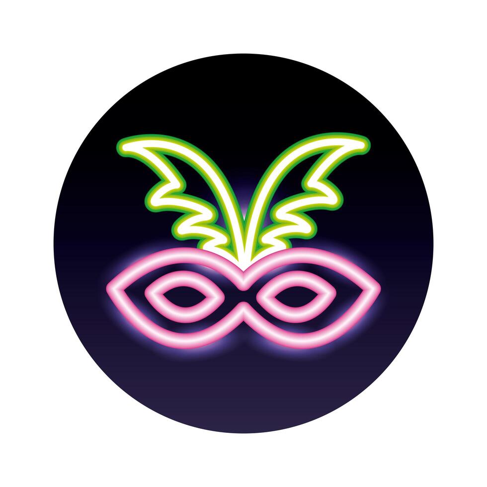 carnival mask neon light style icon vector