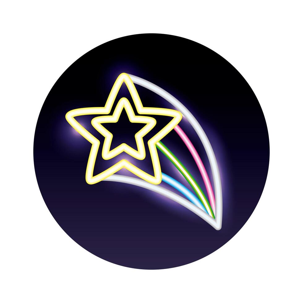 icono de luz de neón de decoración de estrellas vector