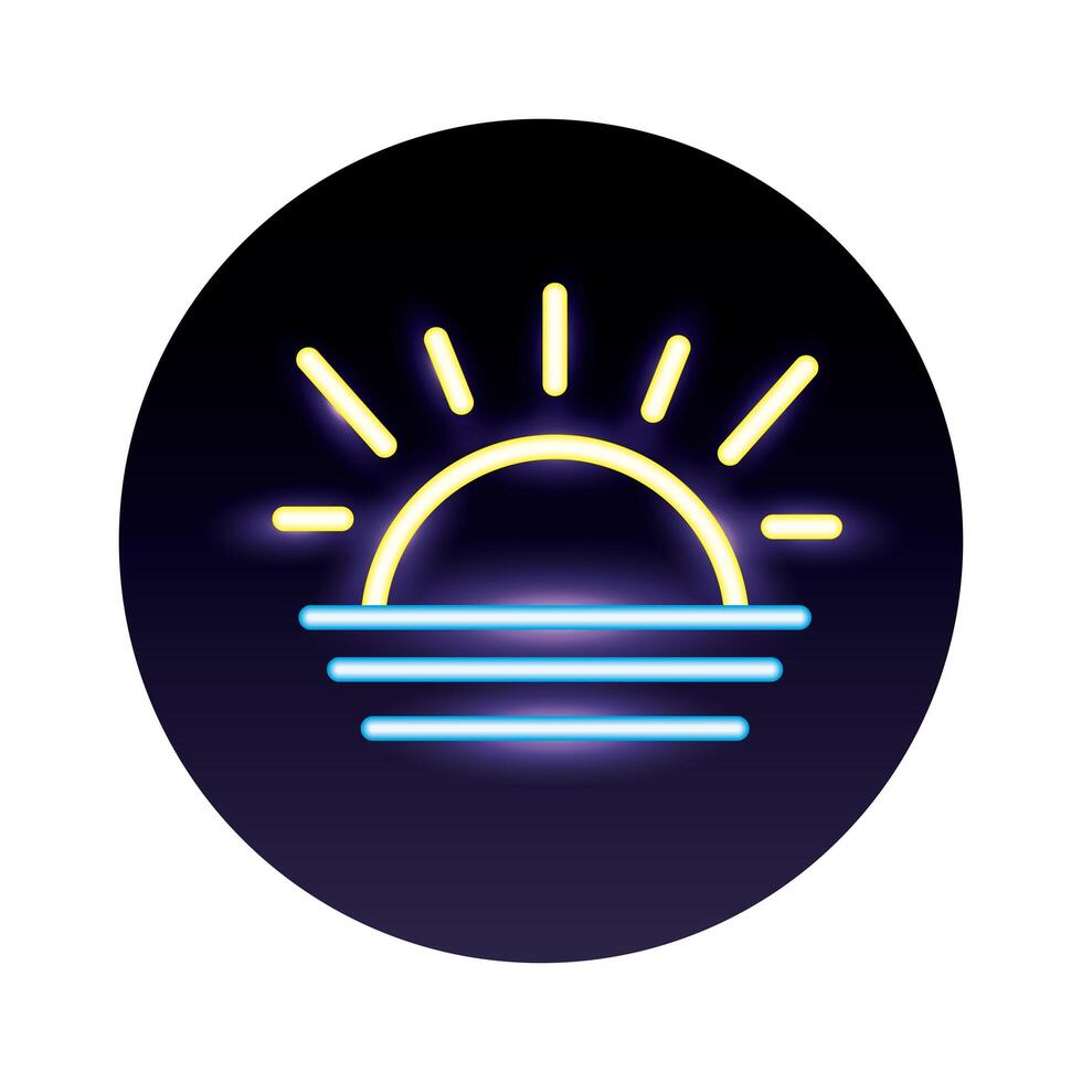 sun and water neon light style vector
