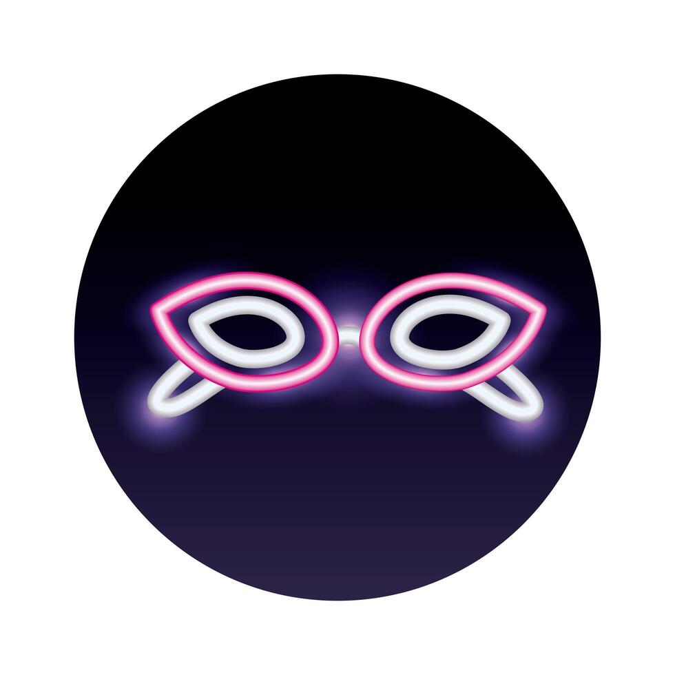 icono de estilo de luz de neón de máscara de carnaval vector