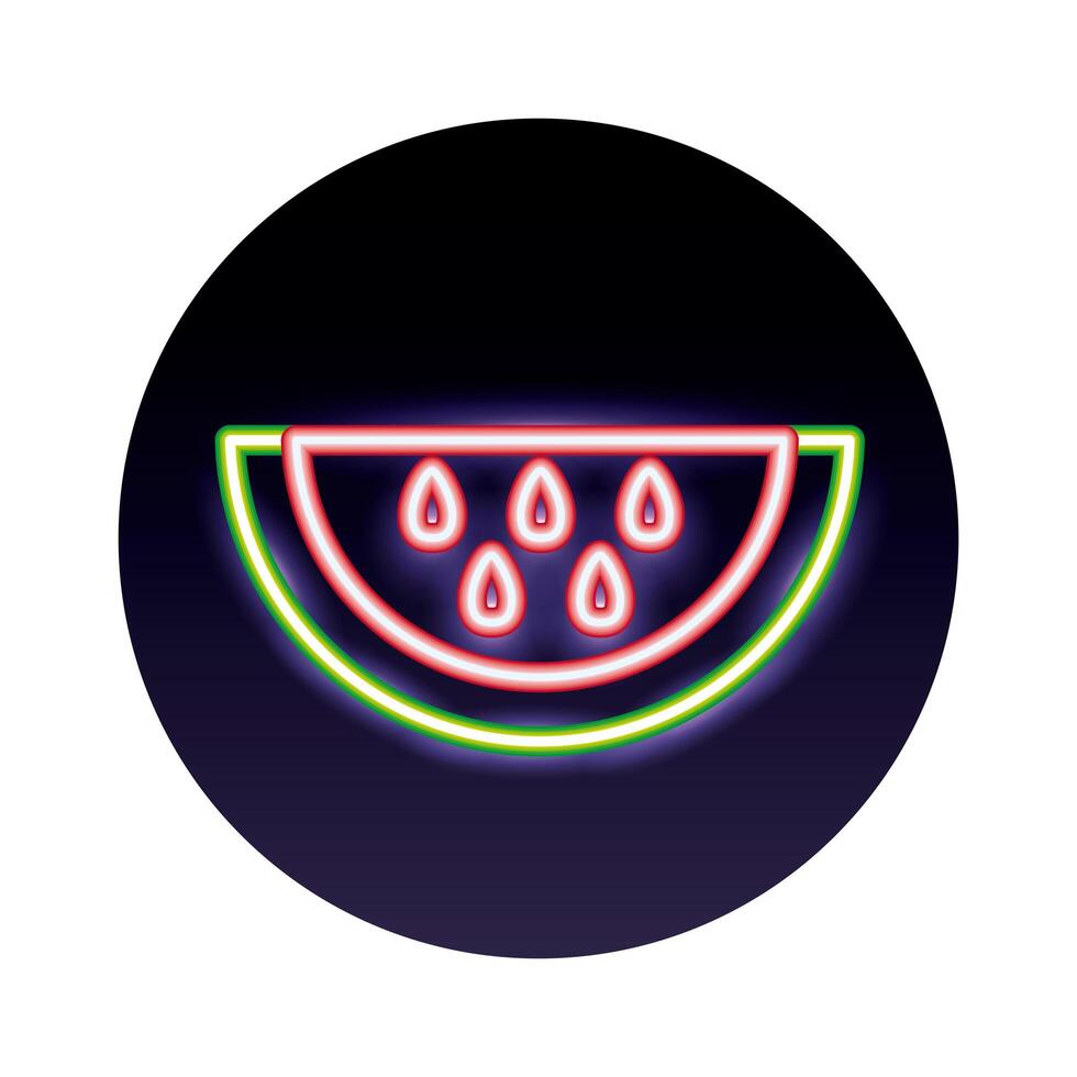 watermelon fruit neon light style icon vector