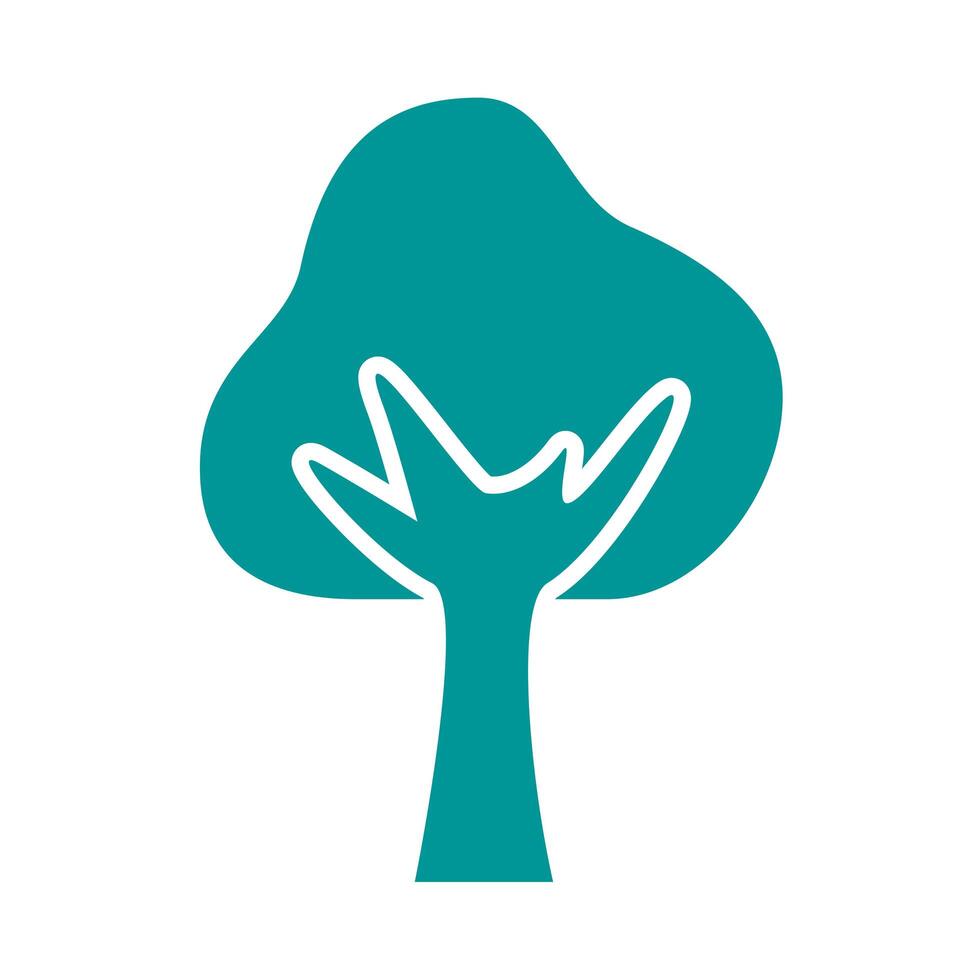 tree plant forest silhouette style icon vector