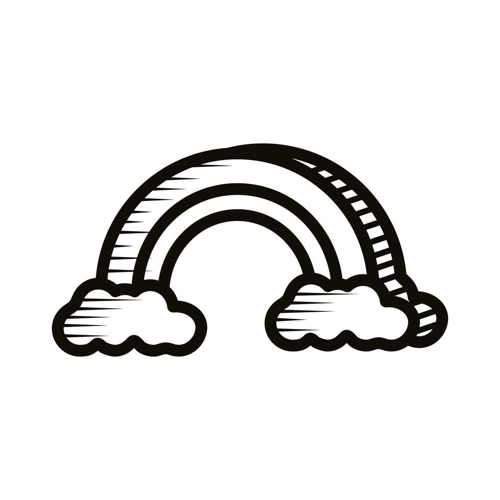 cute rainbow doodle line style icon vector