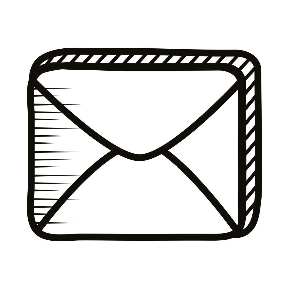 envelope mail doodle line style icon vector