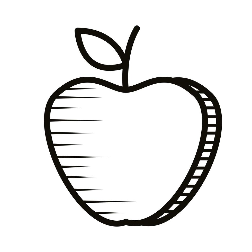 apple fresh fruit doodle line style icon vector