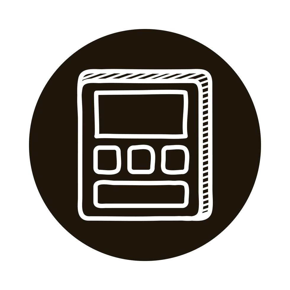 calculator math doodle block style icon vector