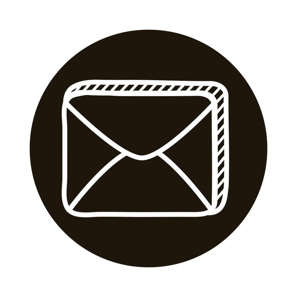 icono de estilo de bloque de doodle de correo de sobre vector